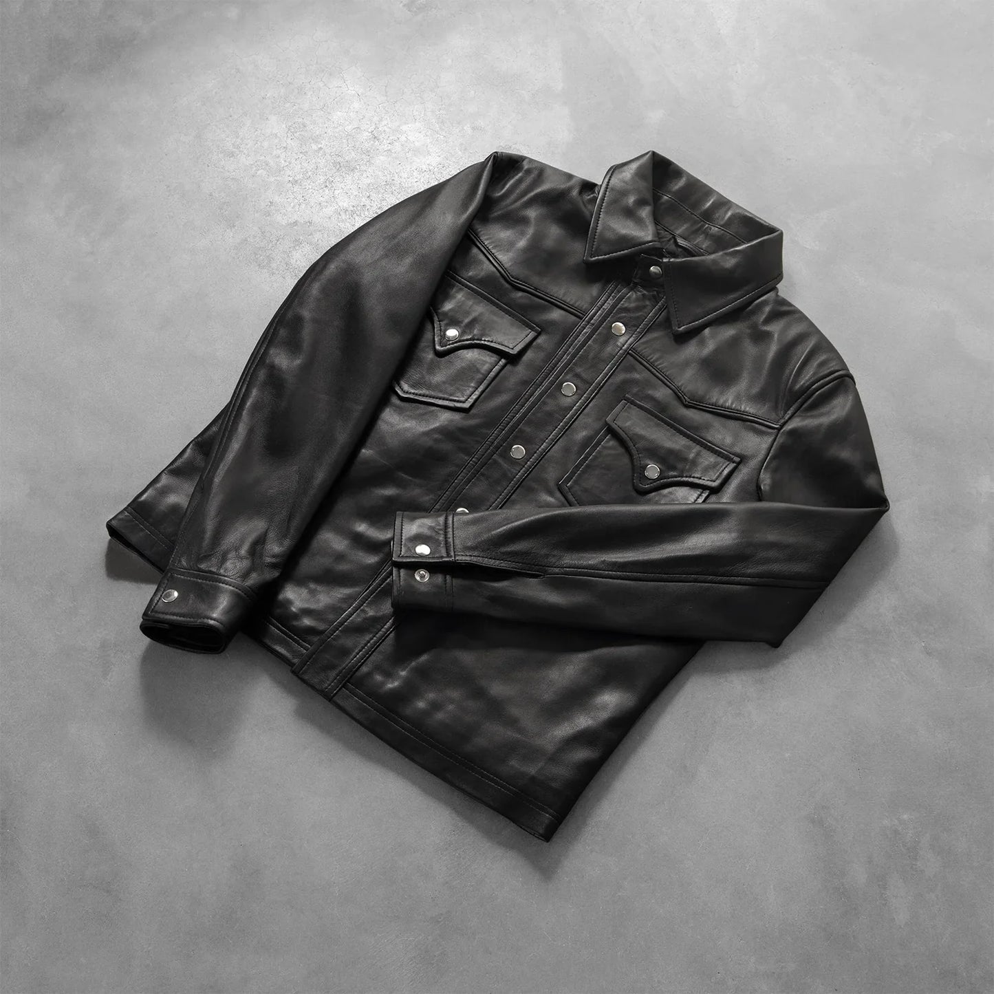 Ranchson Black Leather Overshirt