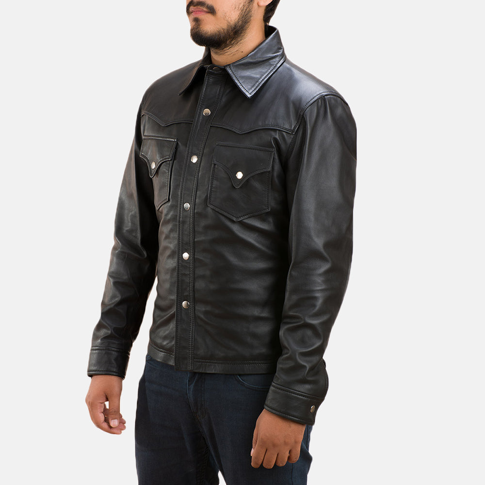 Ranchson Black Leather Overshirt