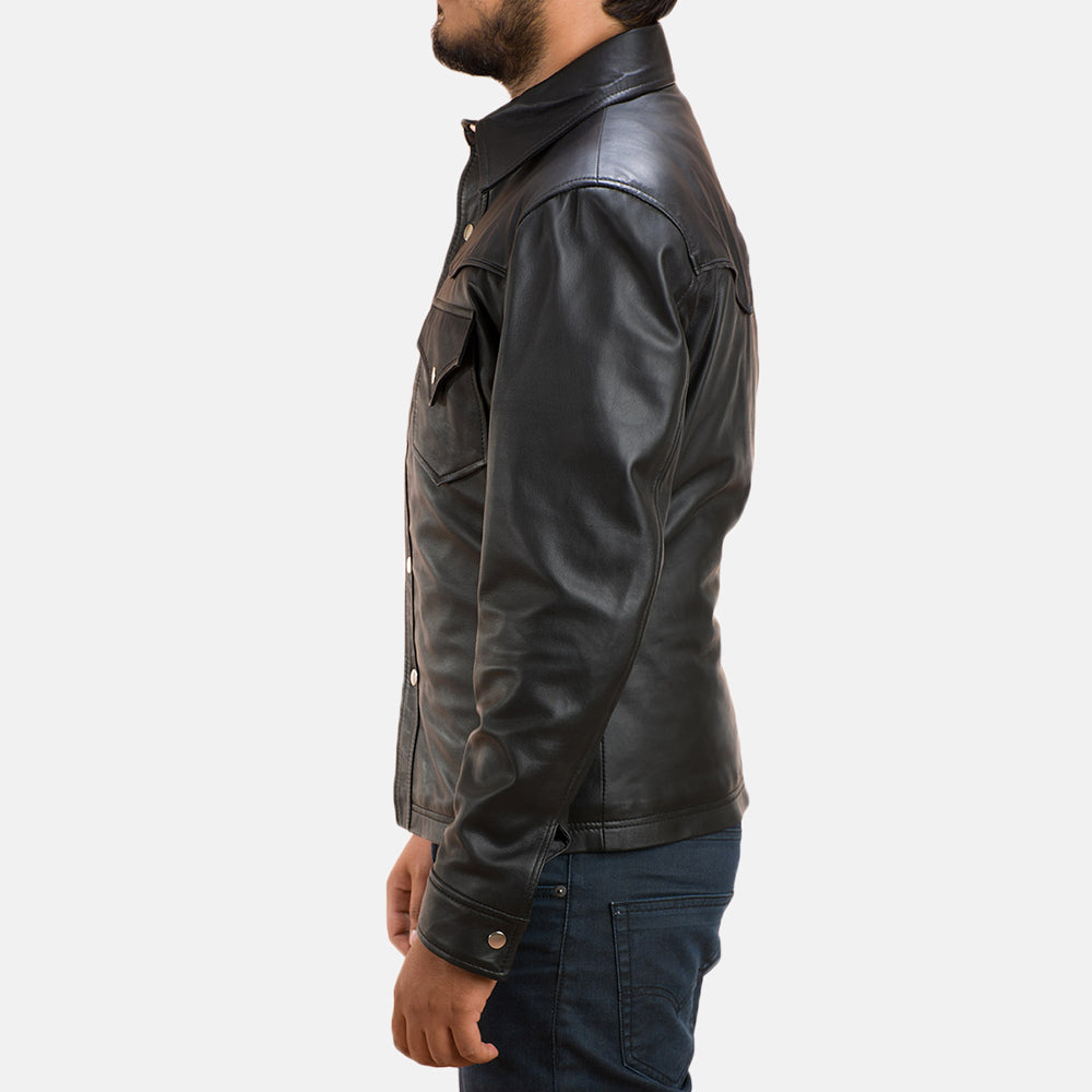 Ranchson Black Leather Overshirt
