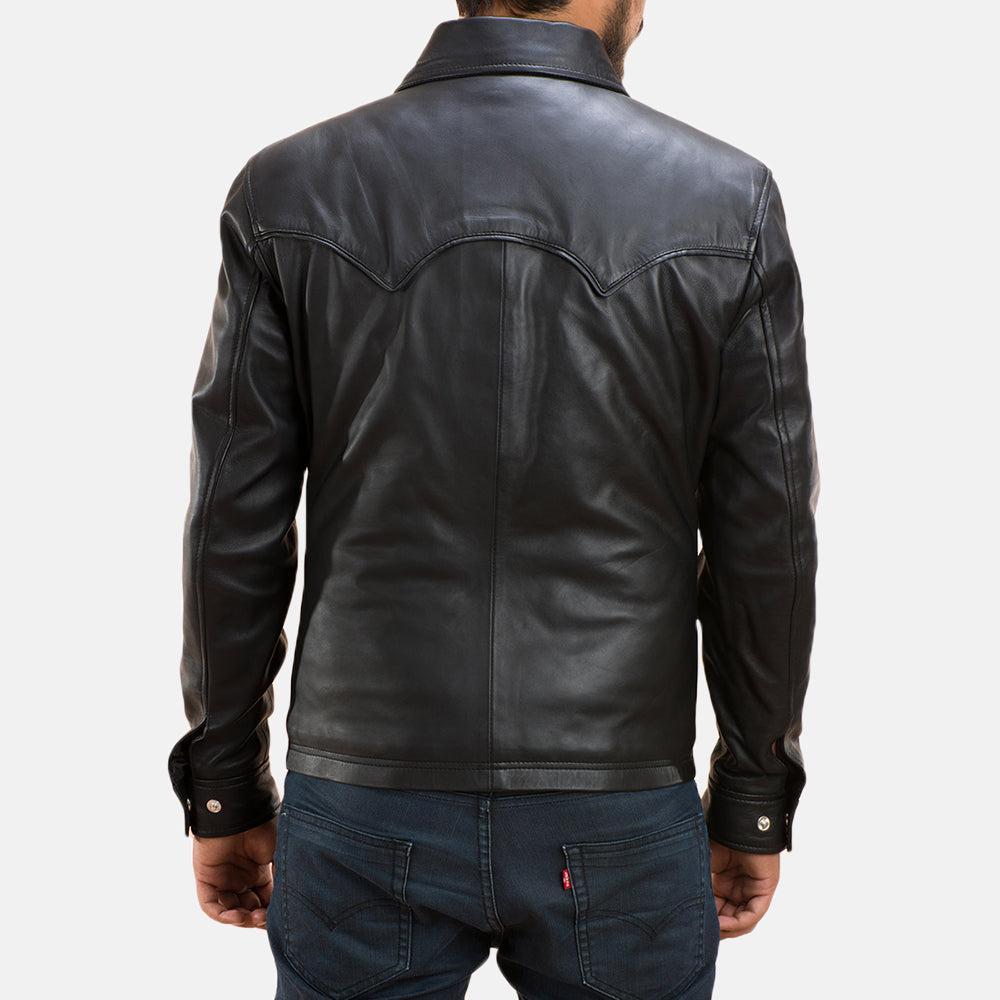 Ranchson Black Leather Overshirt