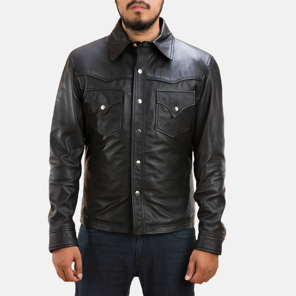 Ranchson Black Leather Overshirt