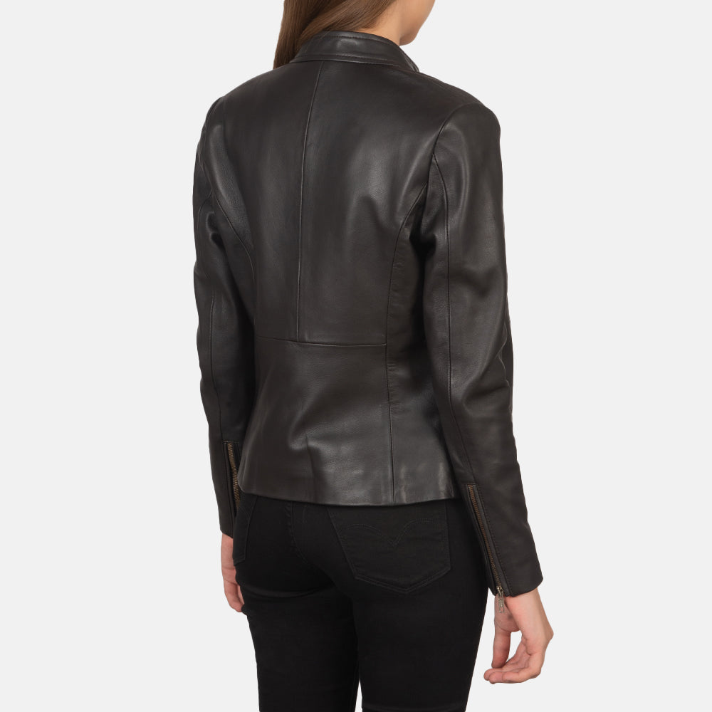 Rave Brown Leather Biker Jacket SH570