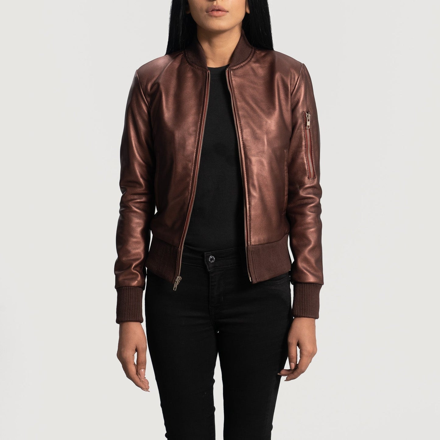 Reida Maroon Leather Bomber Jacket SH563