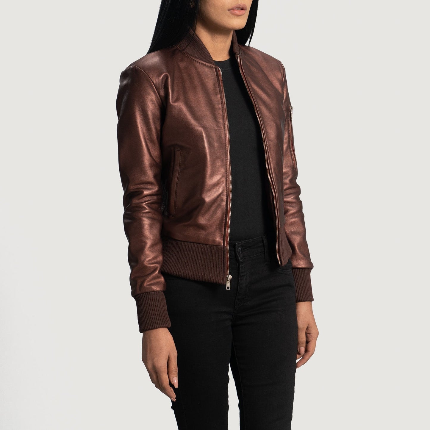 Reida Maroon Leather Bomber Jacket SH563