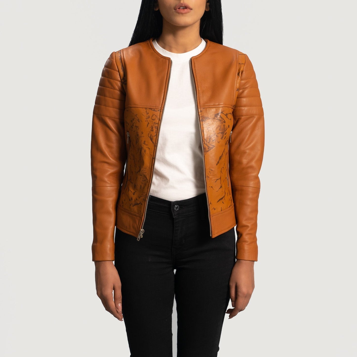 Sandy Tan Dye Leather Biker Jacket SH549