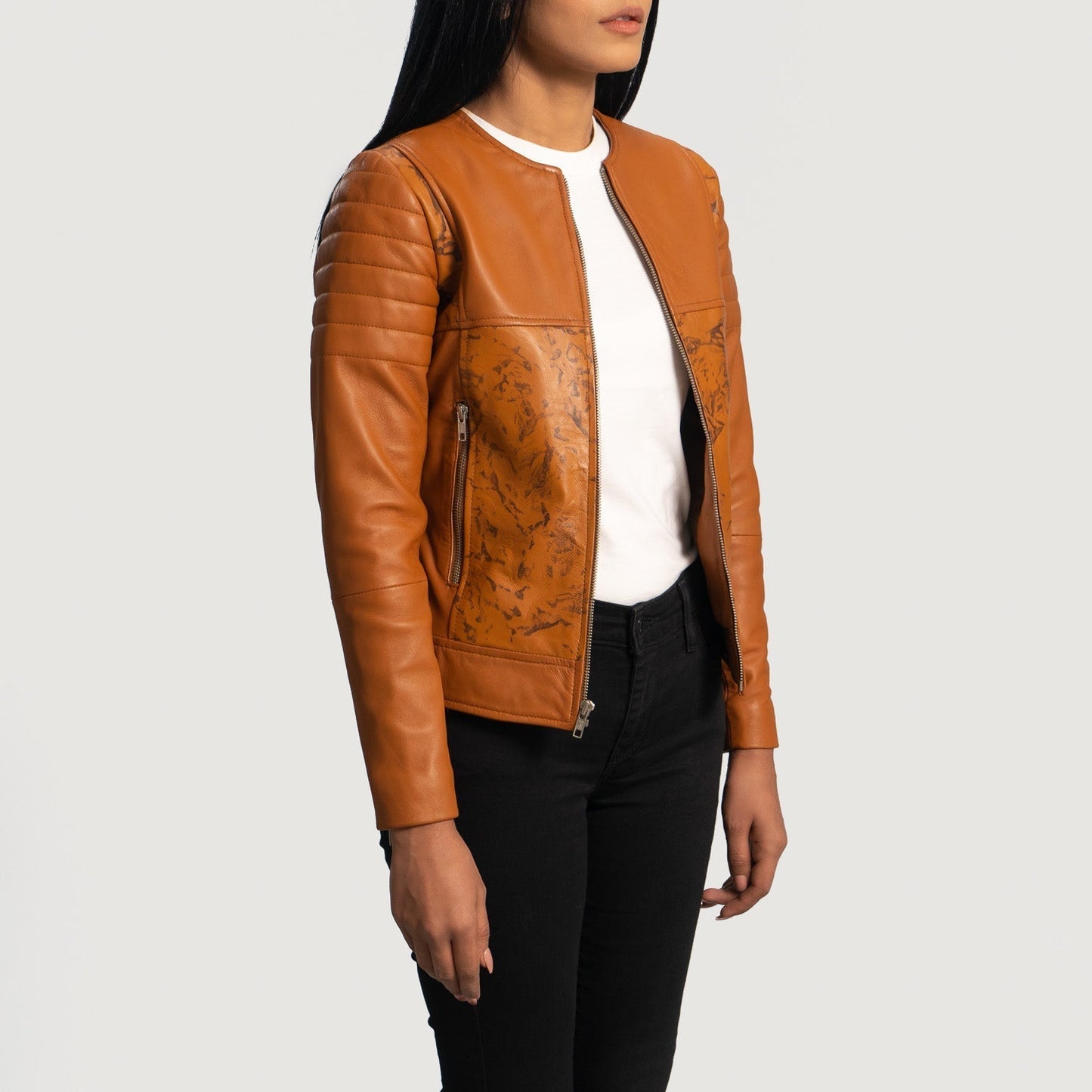 Sandy Tan Dye Leather Biker Jacket SH549
