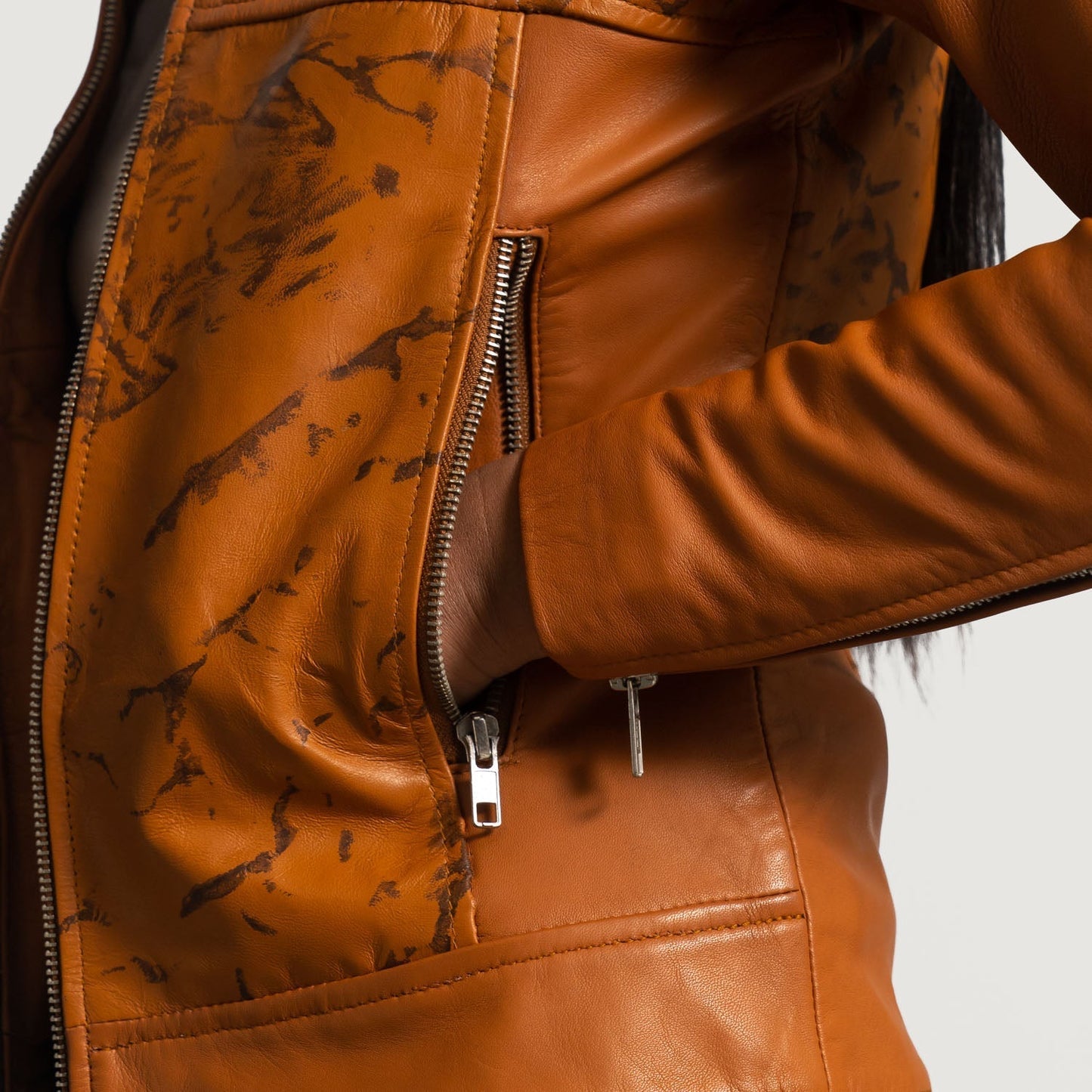 Sandy Tan Dye Leather Biker Jacket SH549