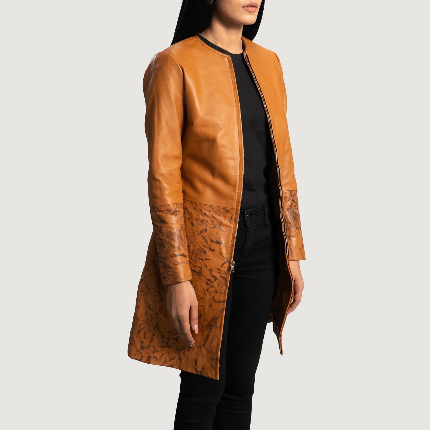 Sandy Tan Dye Leather Coat SH548