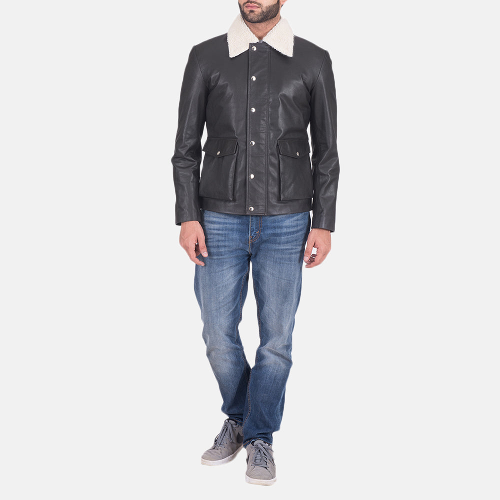 Snow Cole Black Leather Jacket SH80