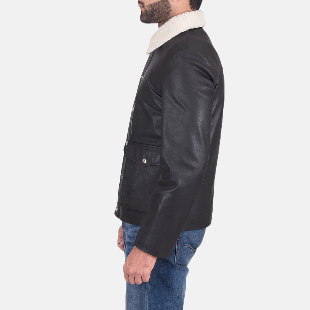 Snow Cole Black Leather Jacket SH80