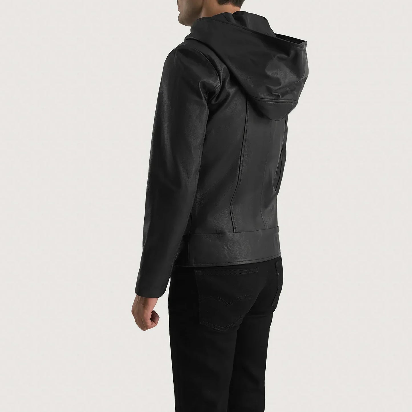 Spratt Black Hooded Leather Jacket SH78