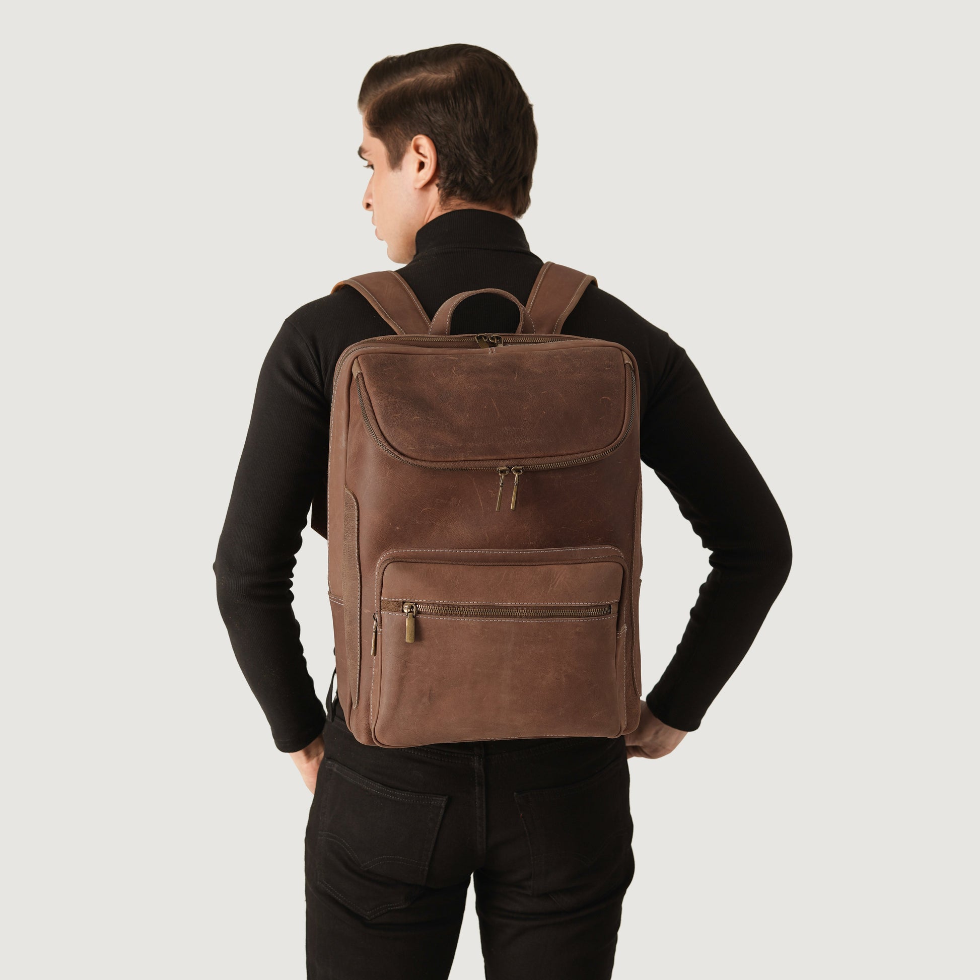 The Bedford Vintage Distressed Brown Leather Backpack