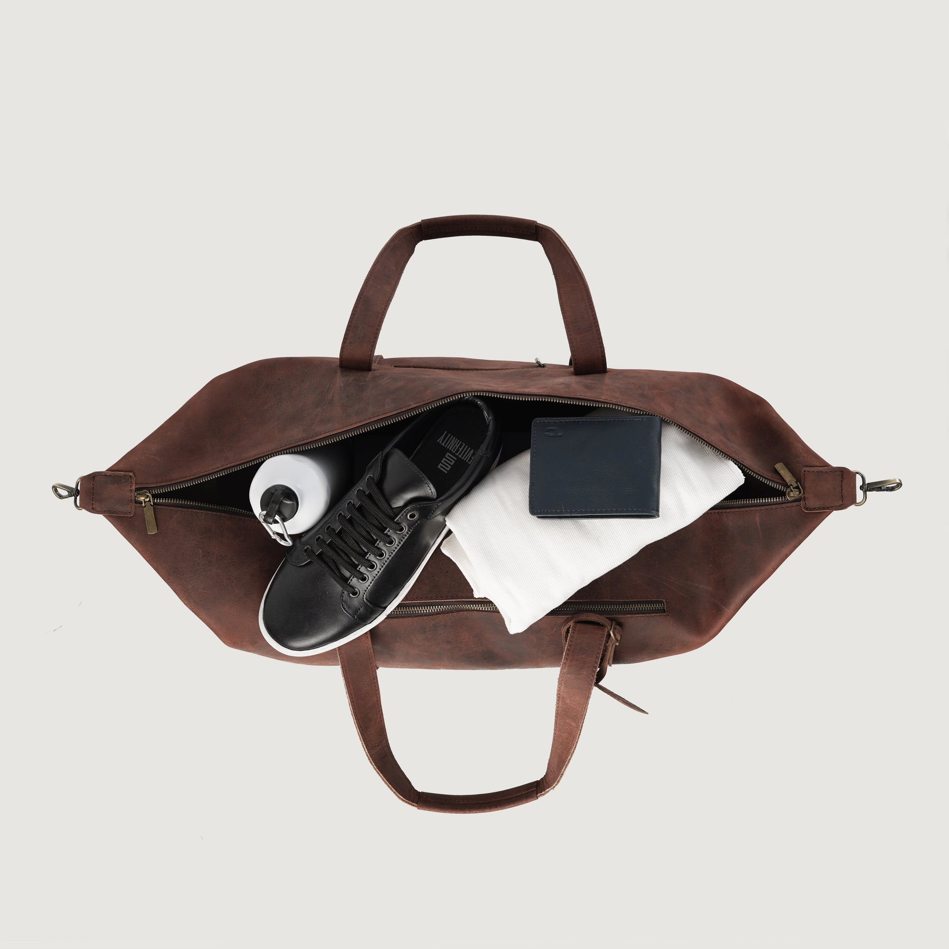 The Dale Duffle Vintage Distressed Brown Leather