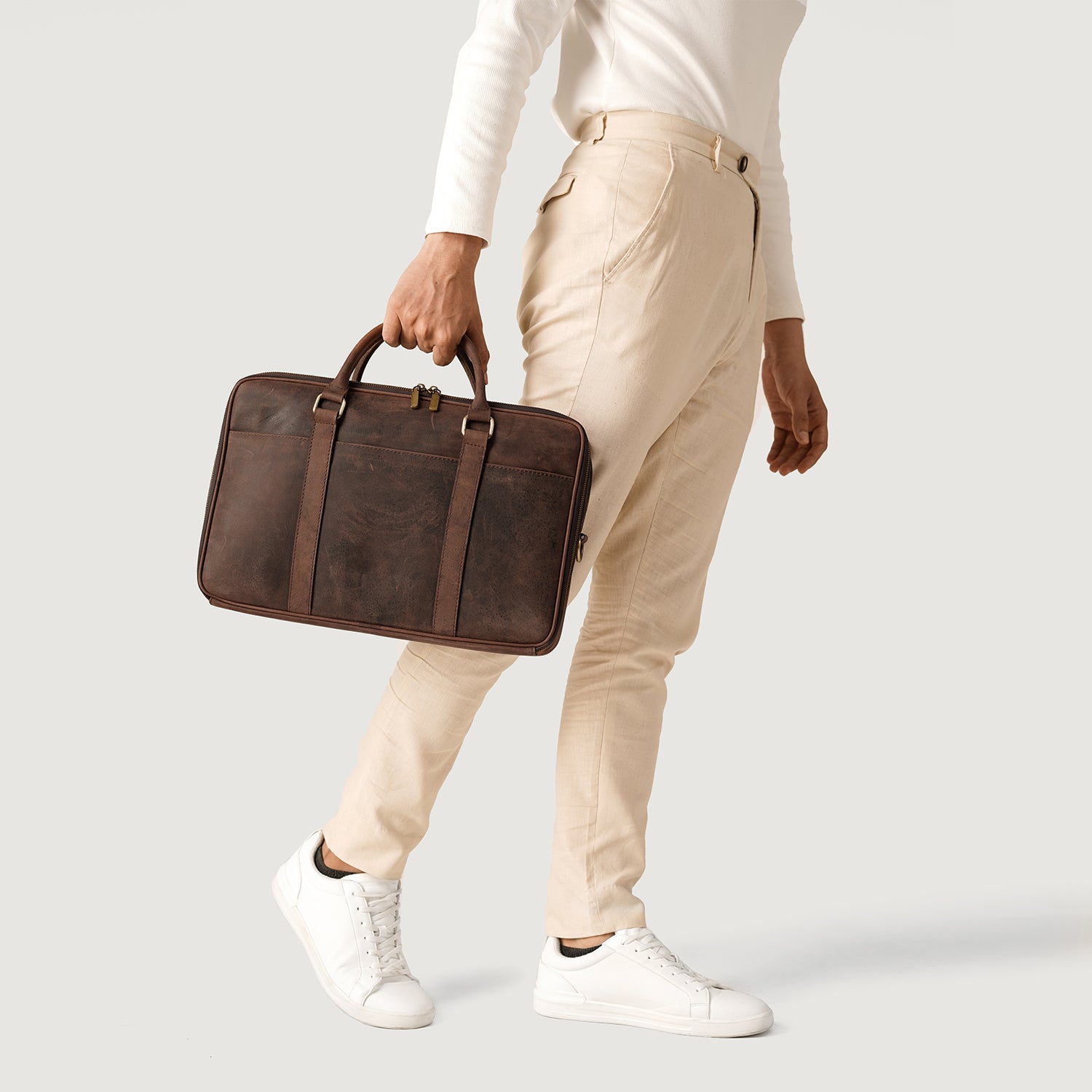 The Preston Vintage Distressed Brown Leather