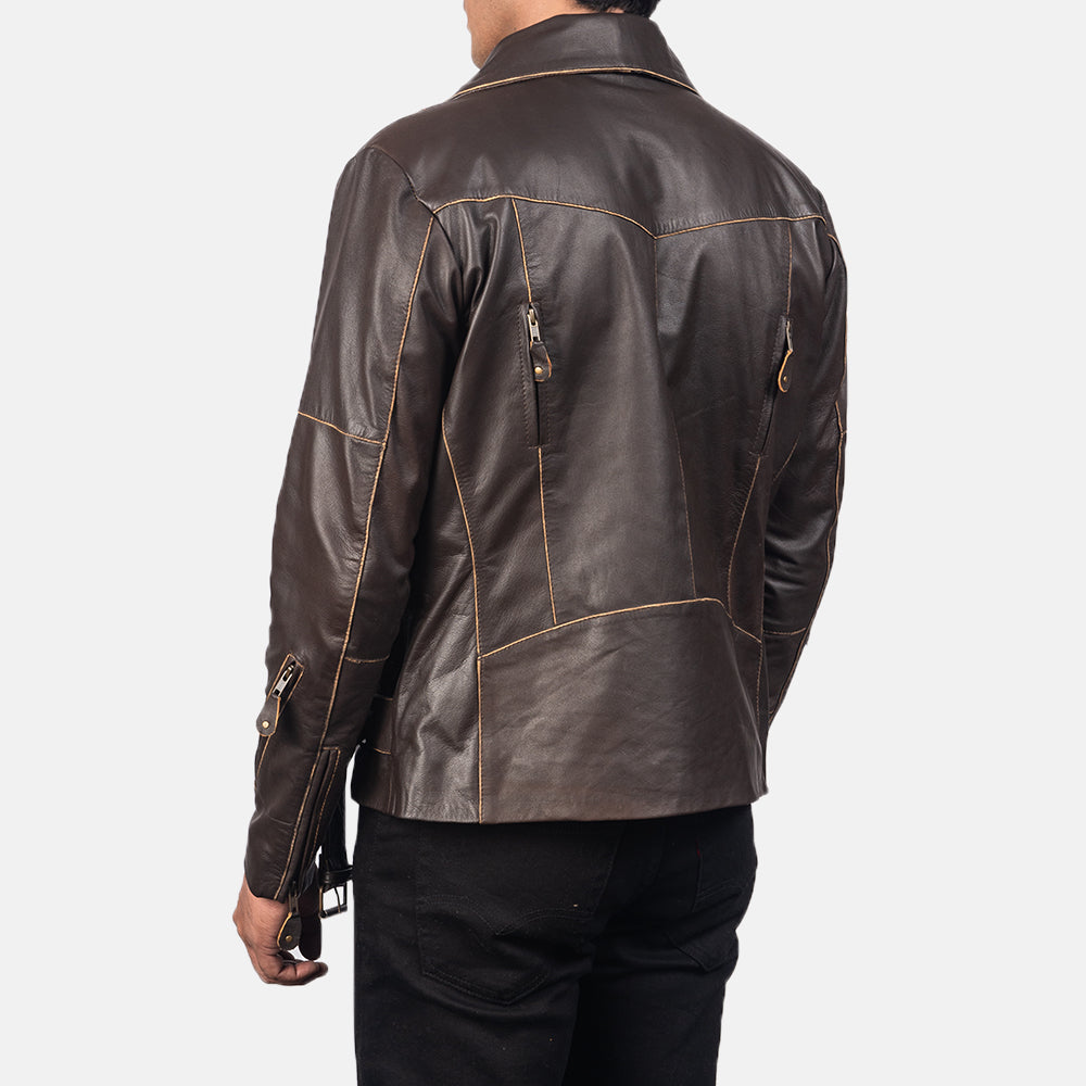 Vincent Brown Leather Biker Jacket SH42