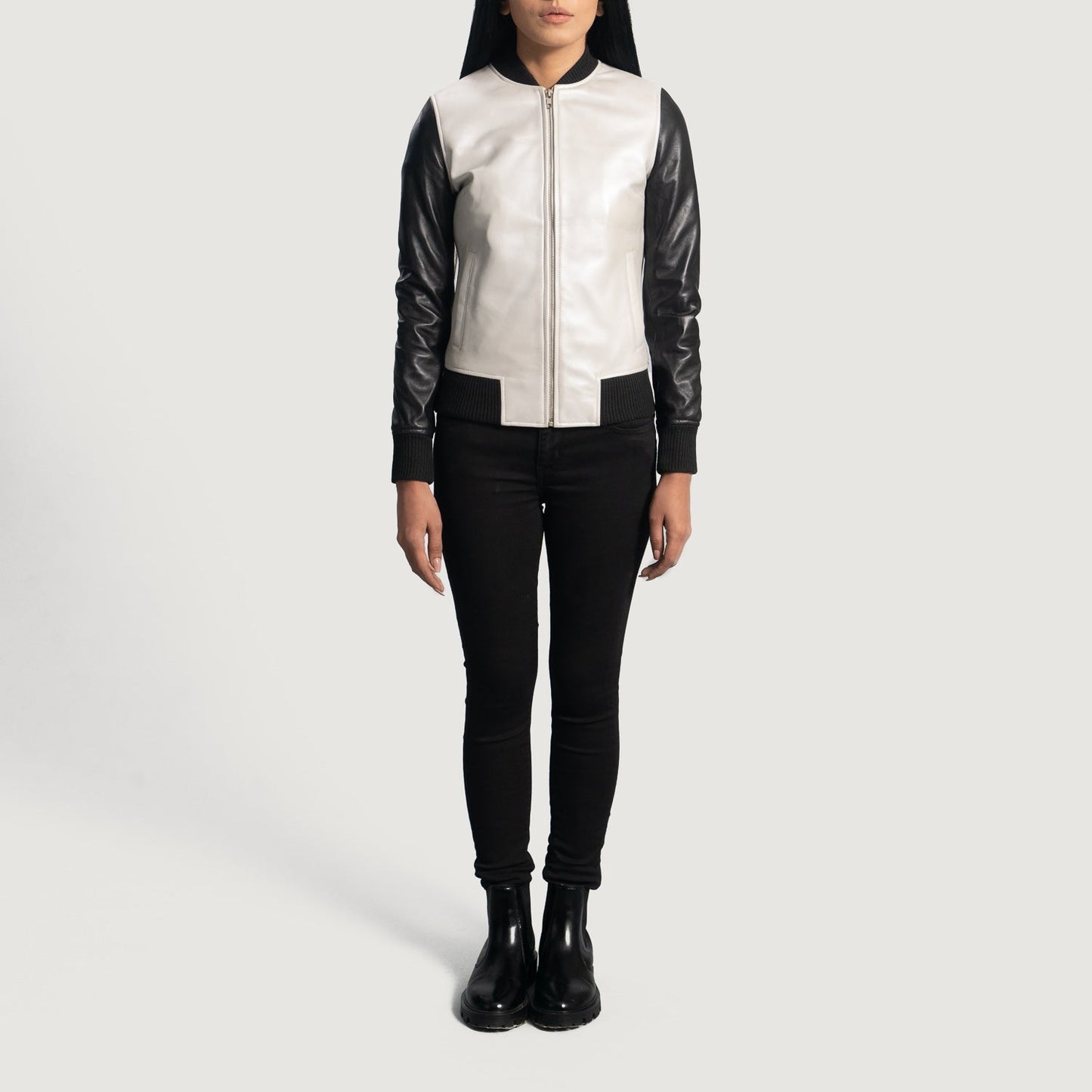 Cole Silver Leather Bomber Jacket SH622