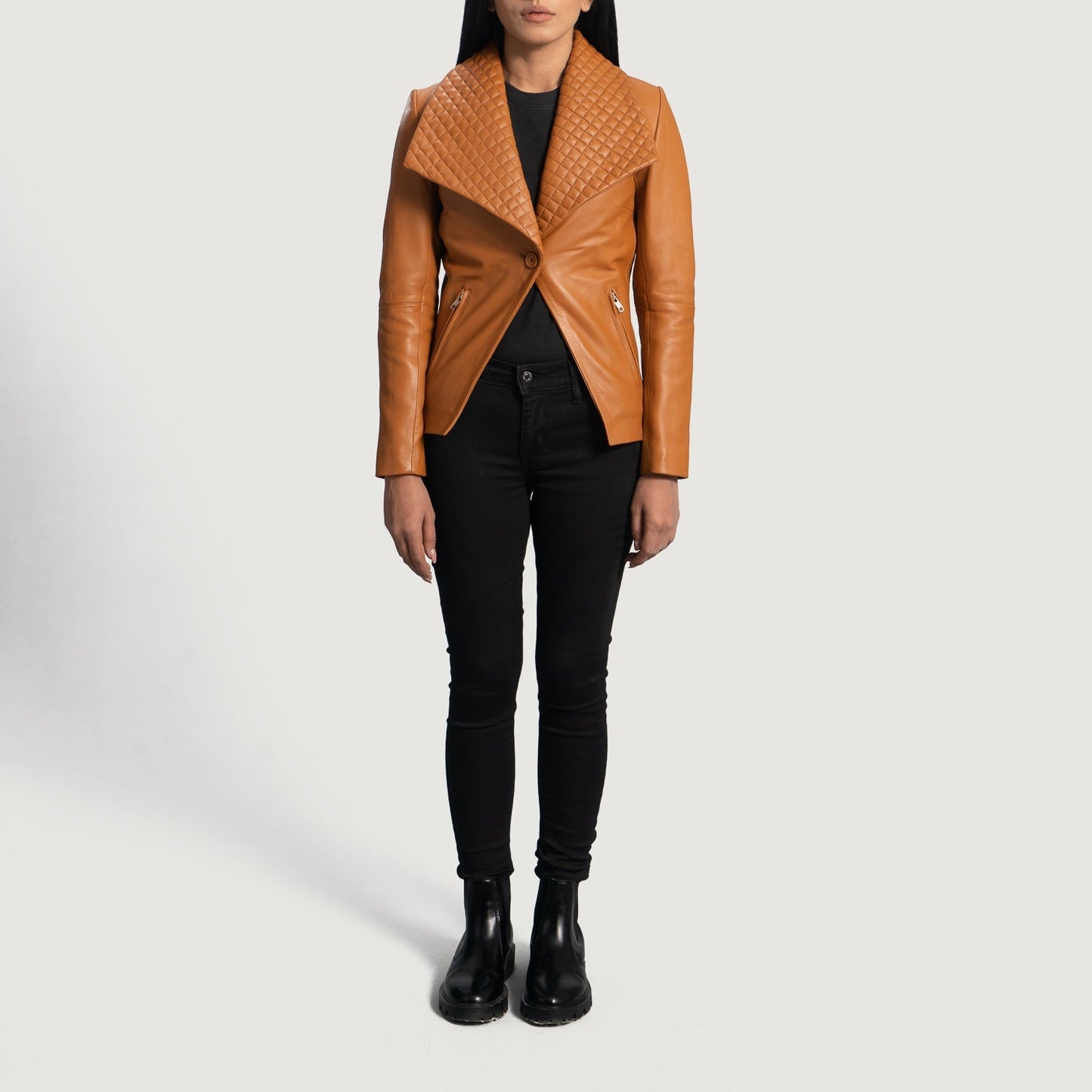 Lee Tan Brown Leather Blazer SH587