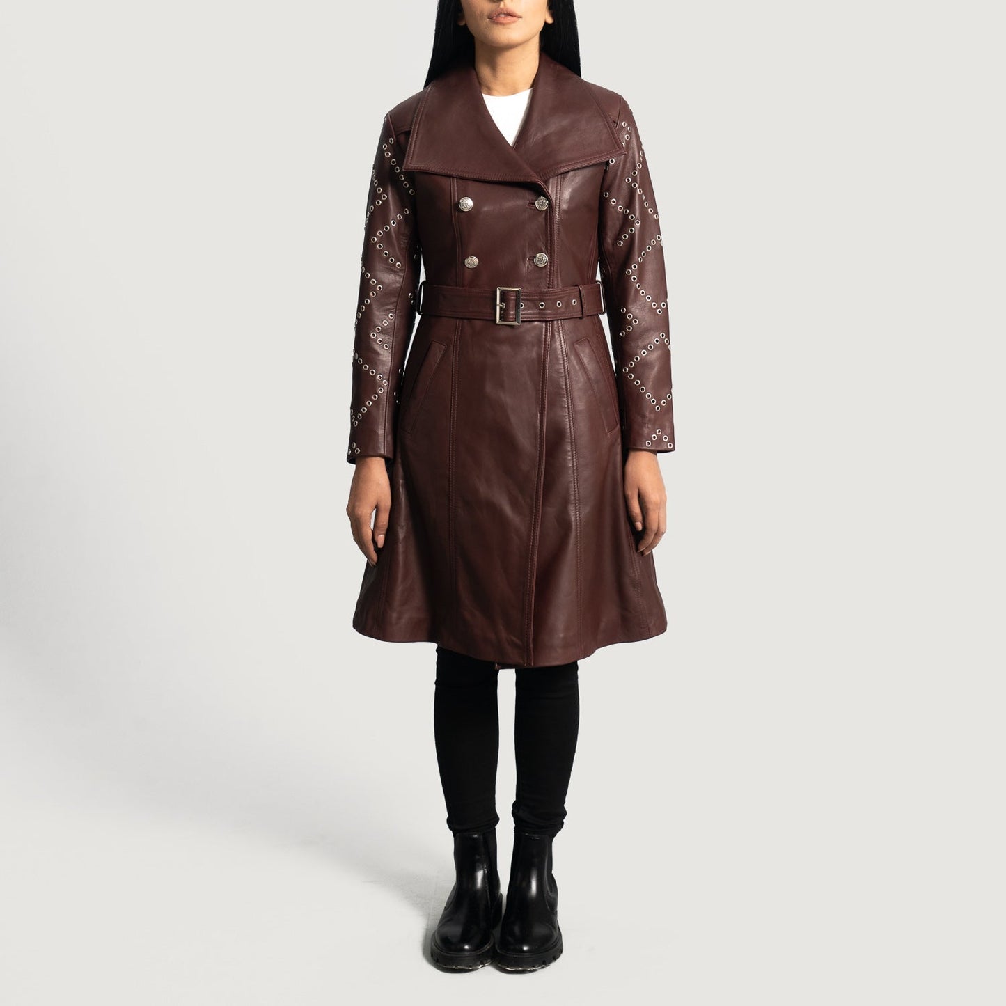 Missoni Maroon Leather Trench Coat SH580