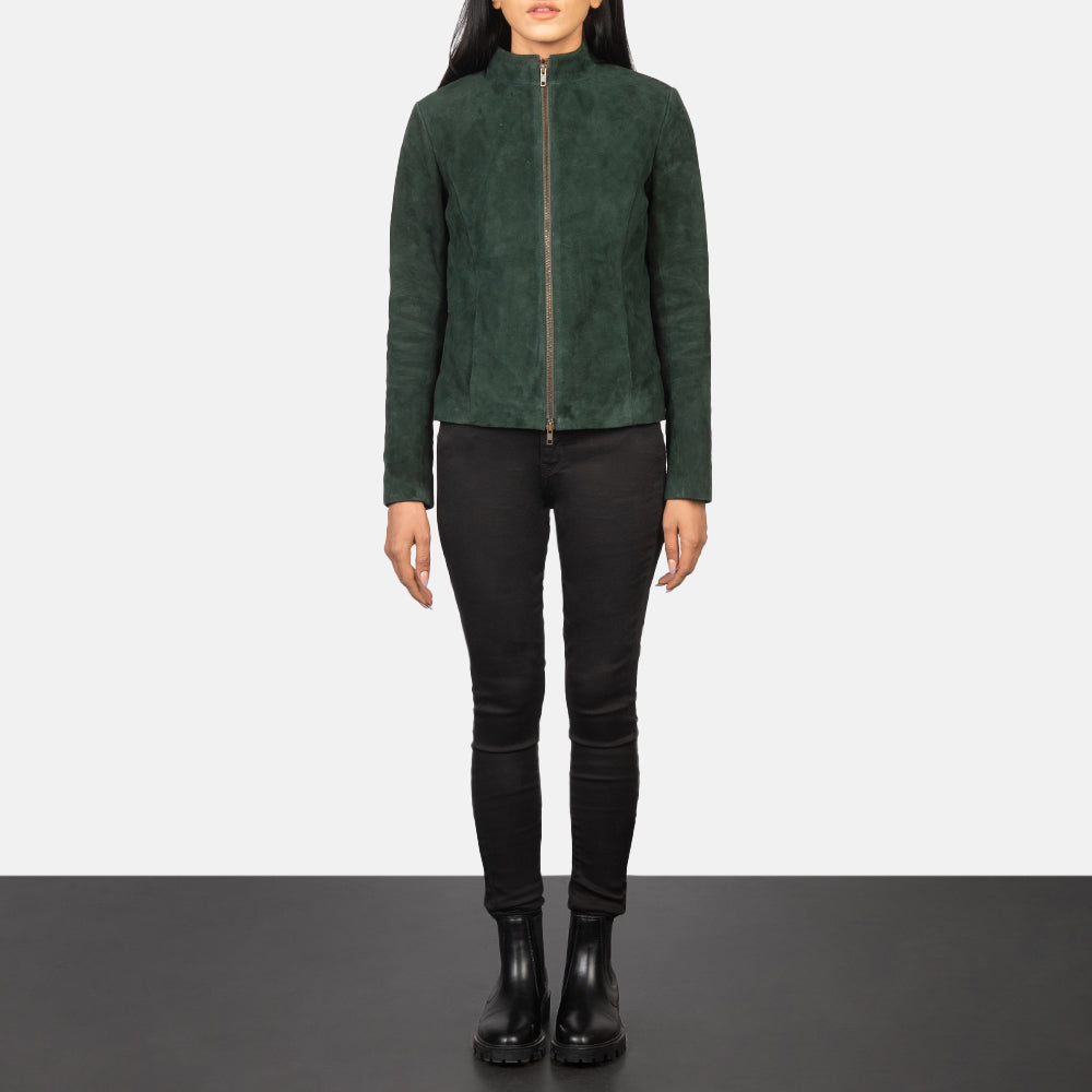 Rumella Green Suede Biker Jacket SH556