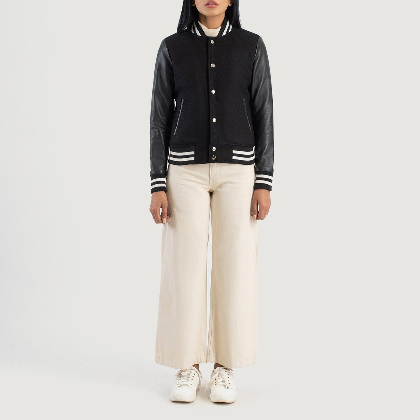 Savant Black Hybrid Varsity Jacket SH542