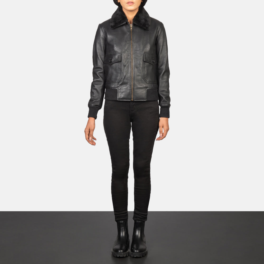 Stella G-1 Black Leather Bomber Jacket SH531