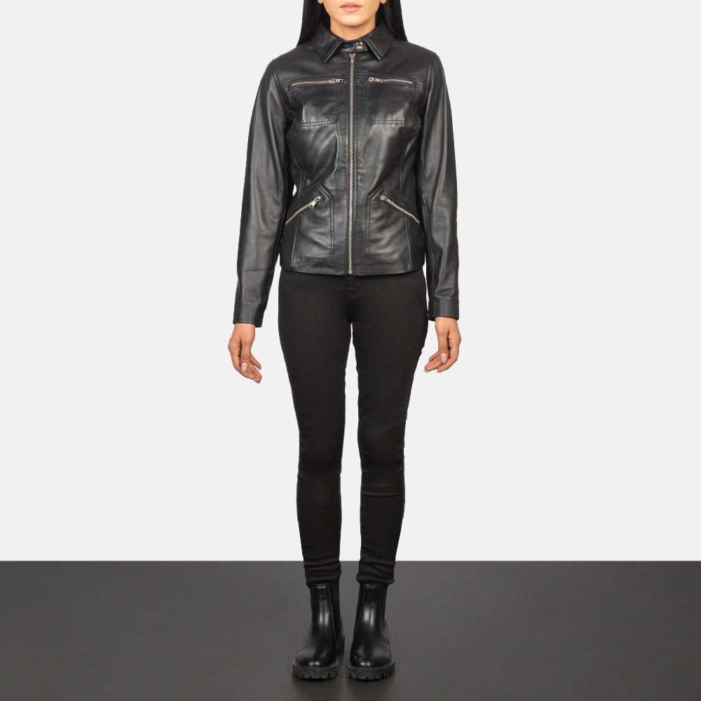 Tomachi Black Leather Jacket SH525