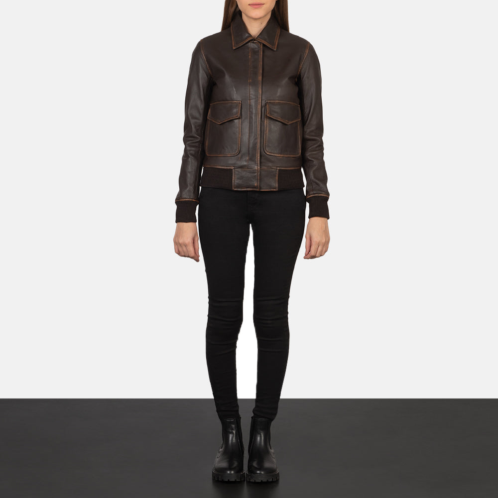 Westa A-2 Brown Leather Bomber Jacket SH513