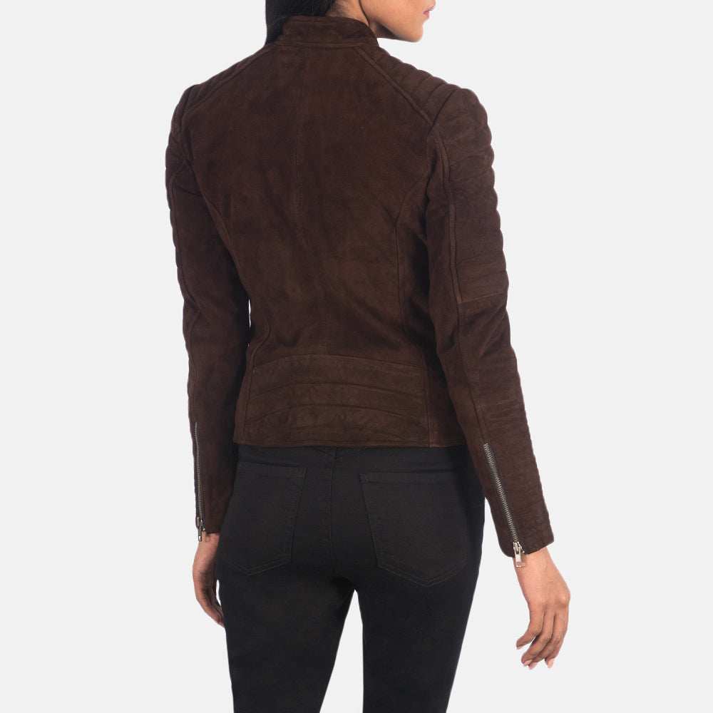 Adalyn Quilted Mocha Suede Biker Jacket SH650