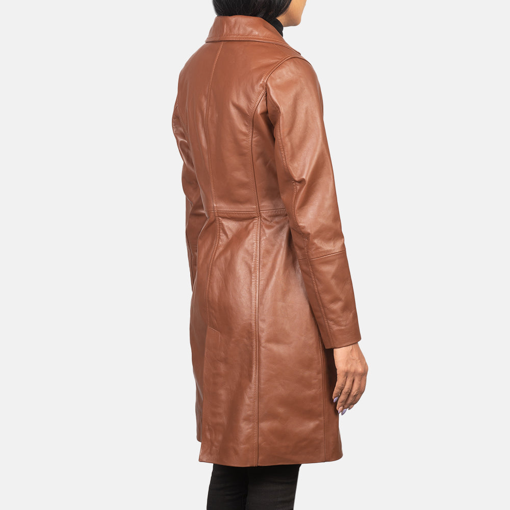 Alexis Brown Single Breasted Leather Coat SH648