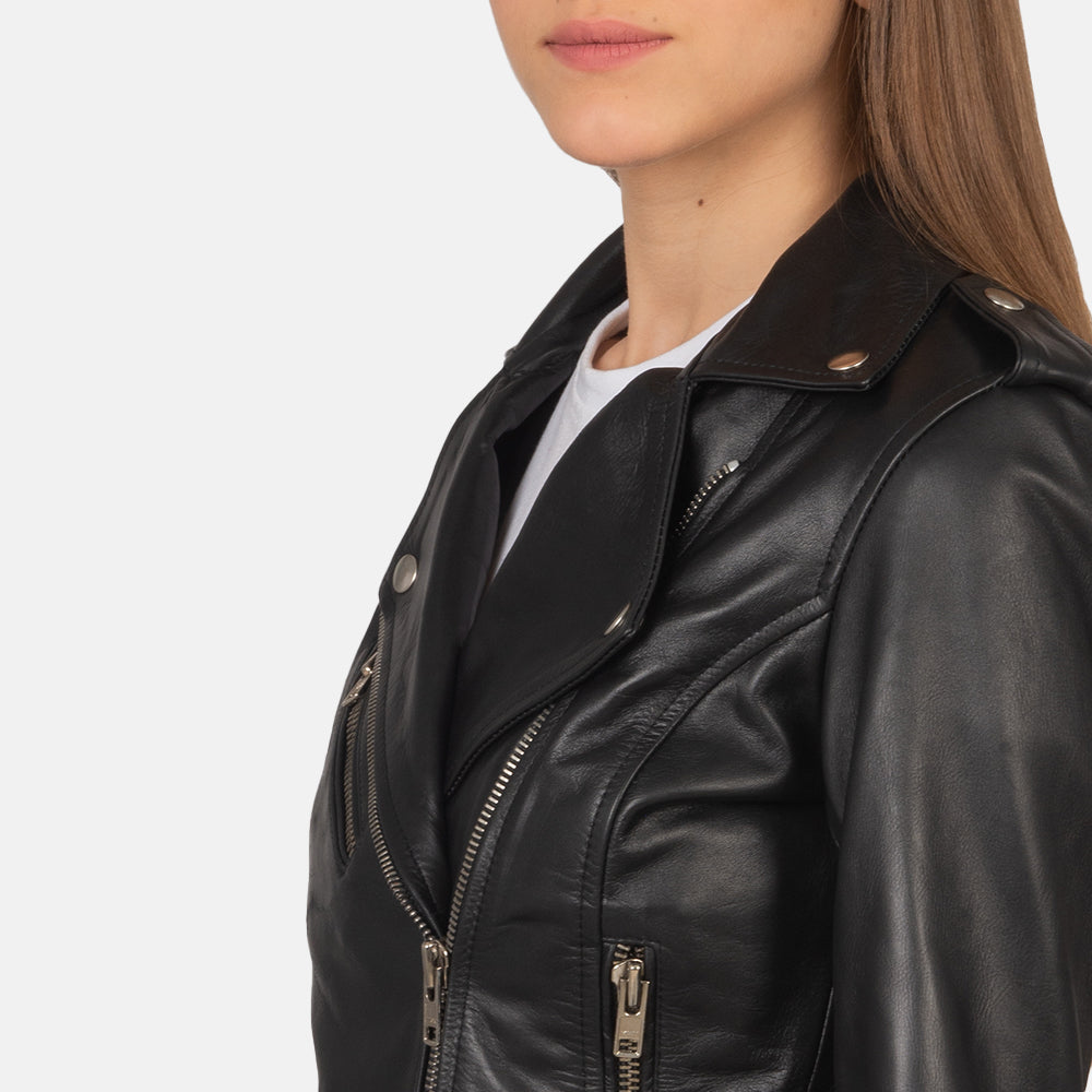 Alison Black Leather Biker Jacket G270