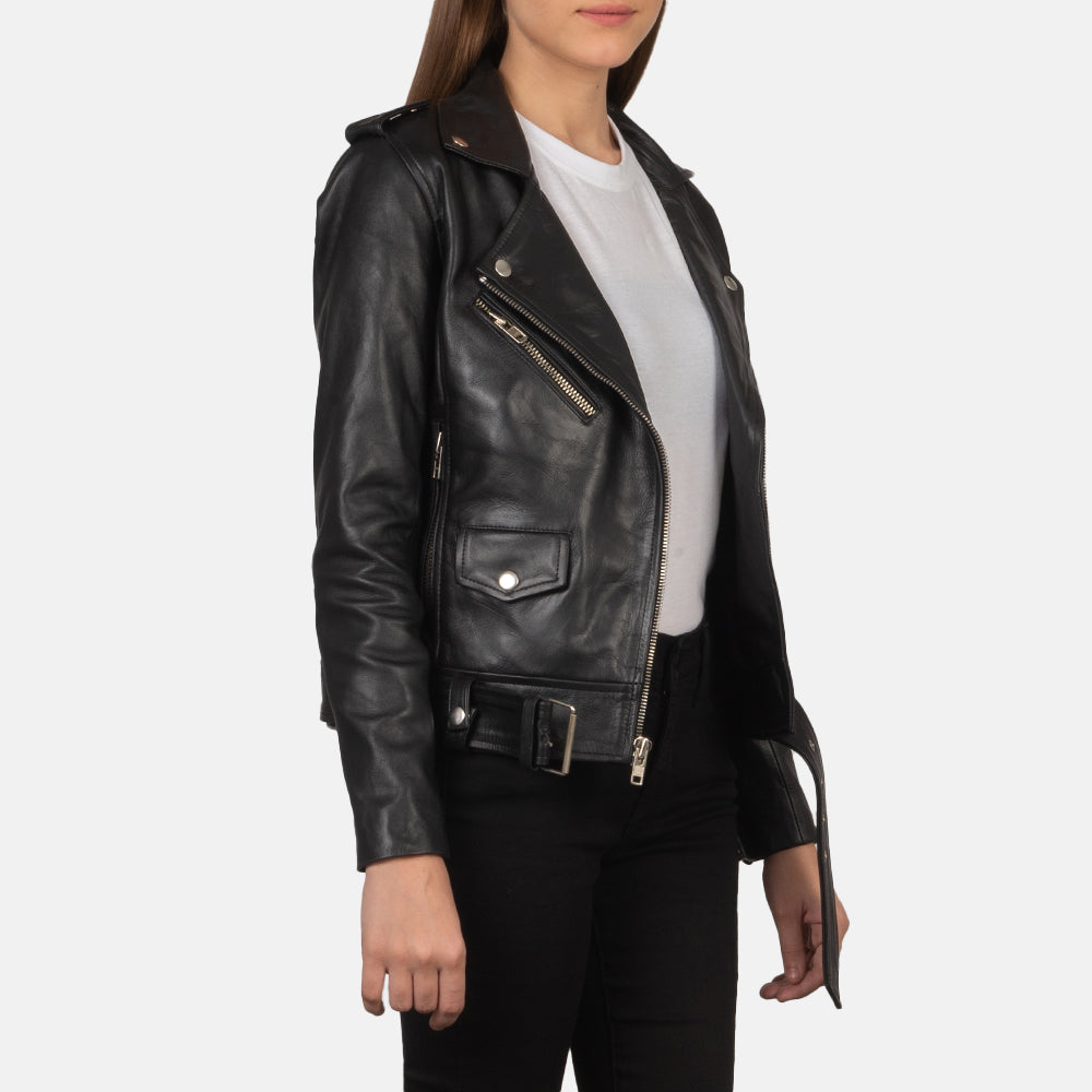 Alison Black Leather Biker Jacket G270