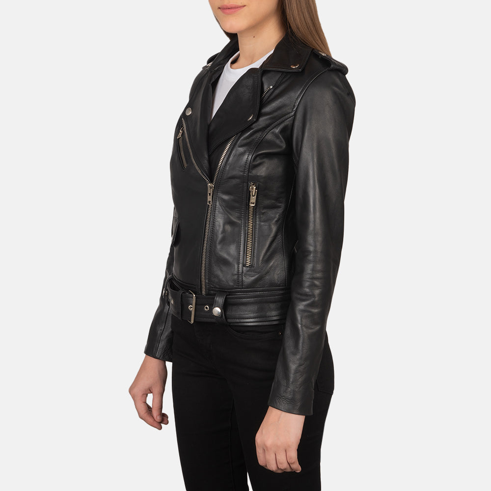 Alison Black Leather Biker Jacket G270