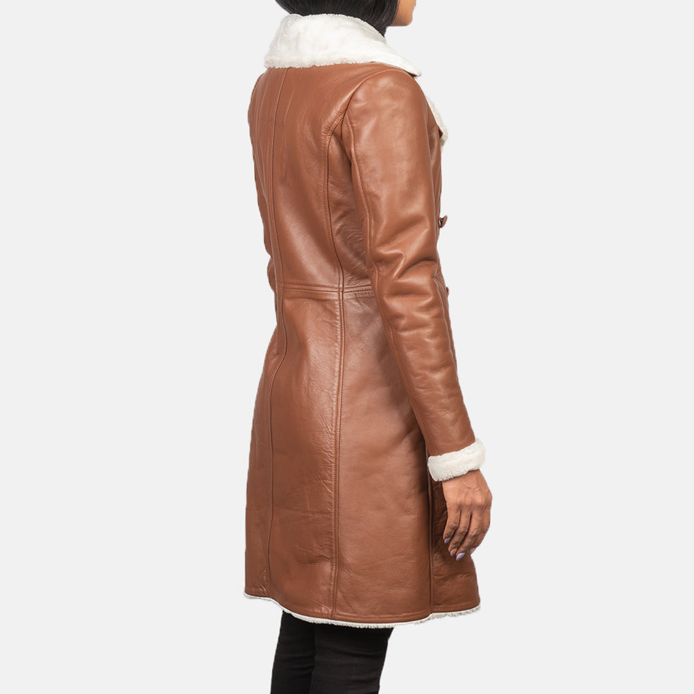 Amie Brown Double Breasted Shearling Coat SH637