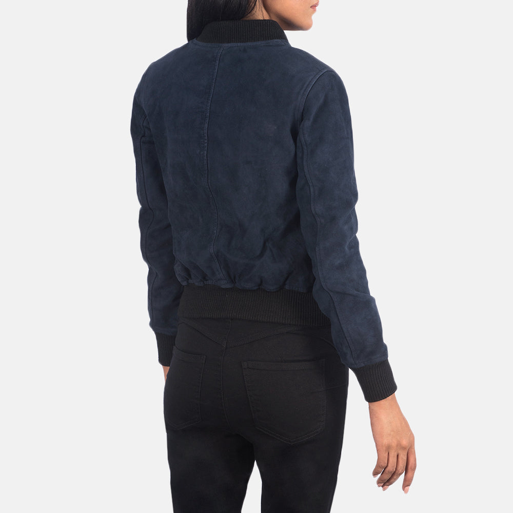Ava Ma-1 Blue Suede Bomber Jacket SH634