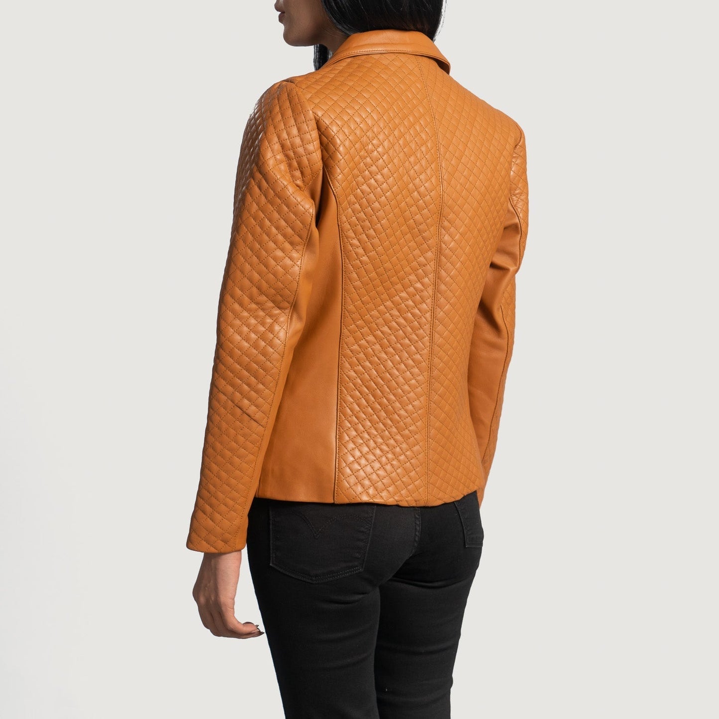Cora Quilted Brown Leather Blazer SH618