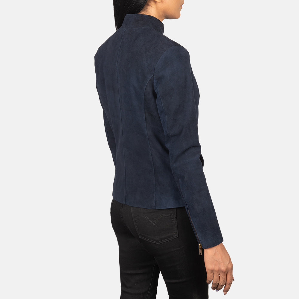 Rumella Blue Suede Biker Jacket SH557