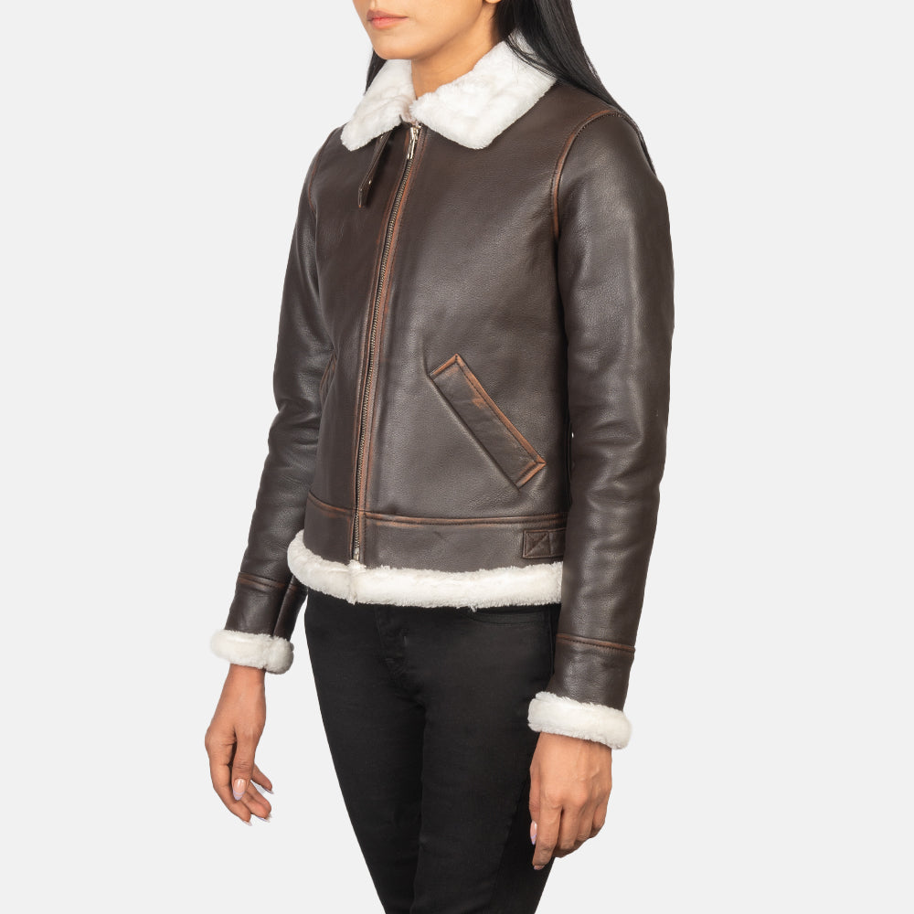 Sherilyn B-3 Brown Leather Bomber Jacket SH536