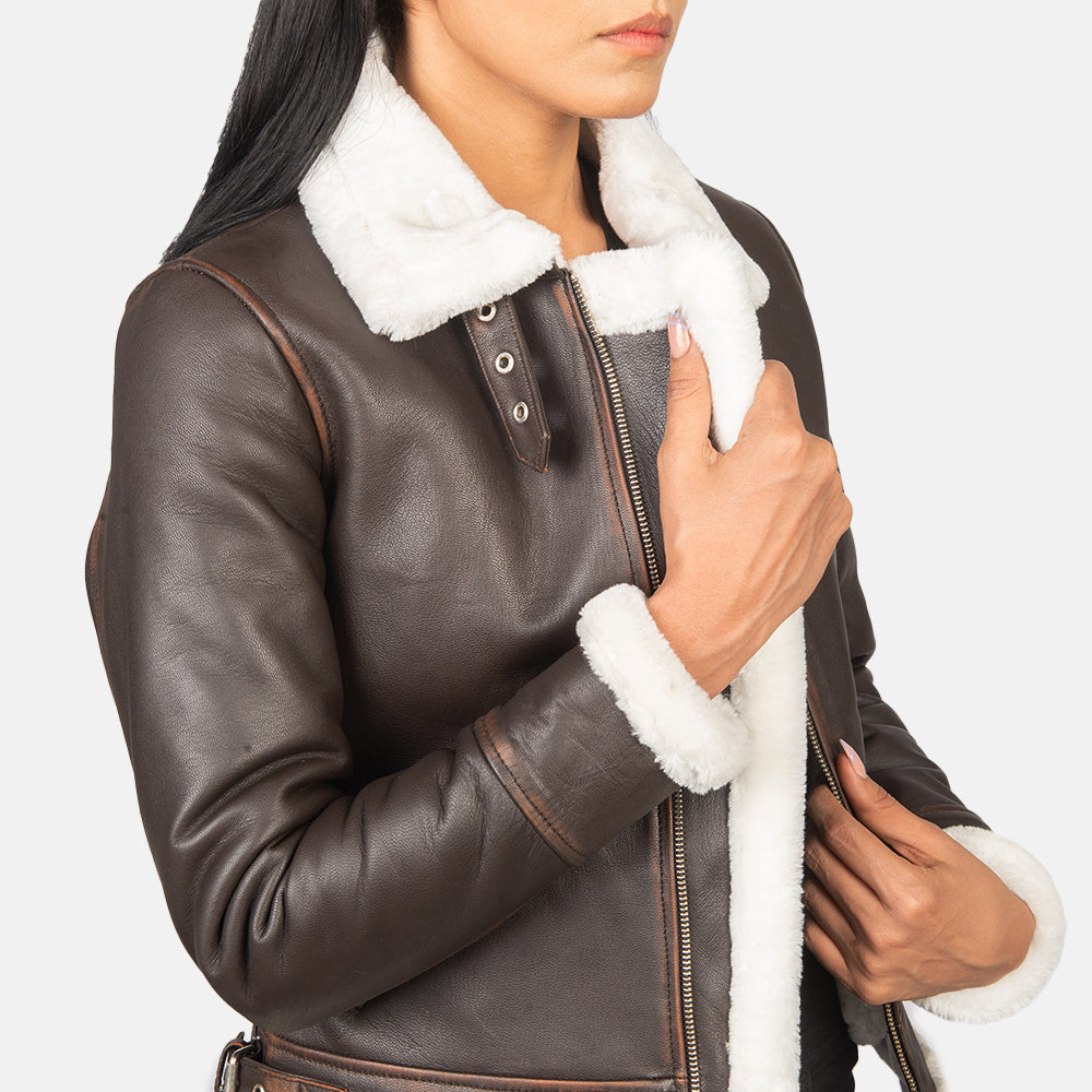 Sherilyn B-3 Brown Leather Bomber Jacket SH536
