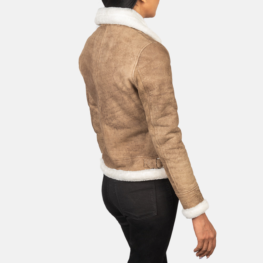 Sherilyn B-3 Distressed Brown Leather Bomber Jacket SH534