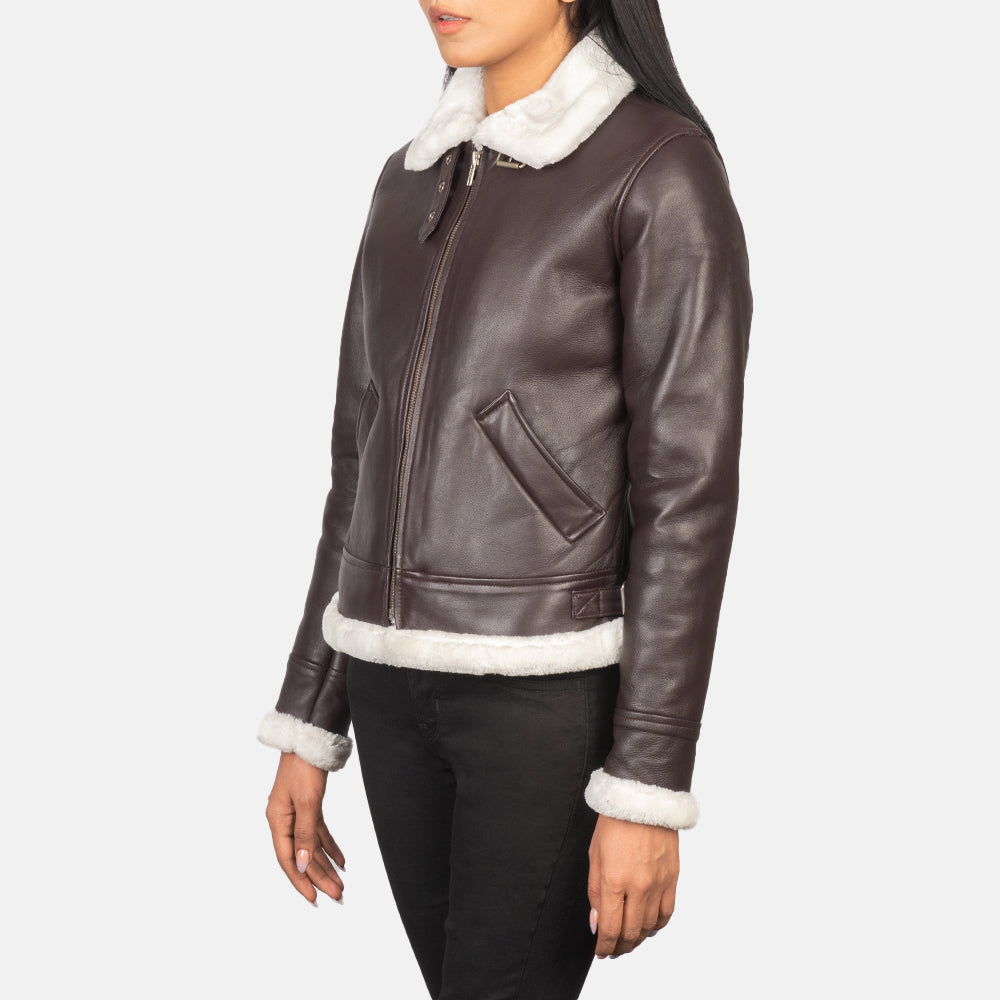 Sherilyn B-3 Maroon Leather Bomber Jacket SH533