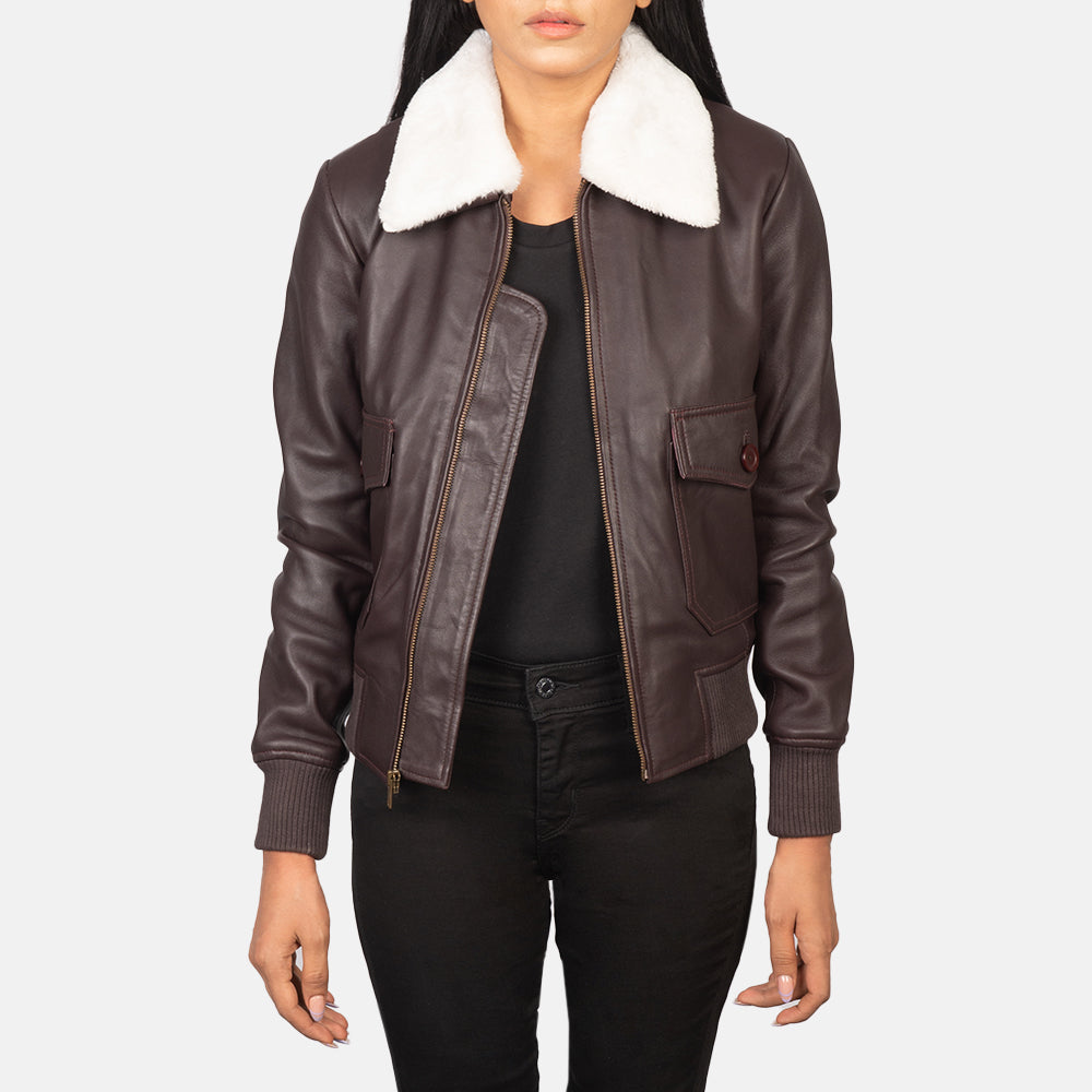 Stella G-1 Maroon Leather Bomber Jacket SH529