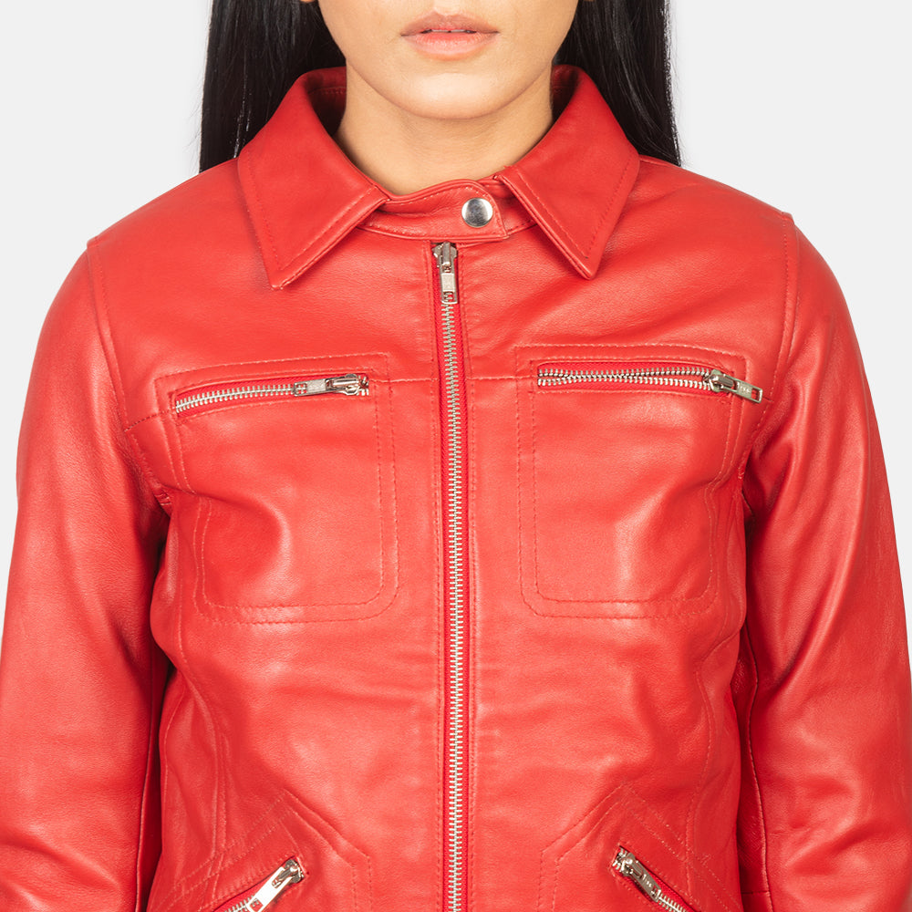 Tomachi Red Leather Jacket SH523