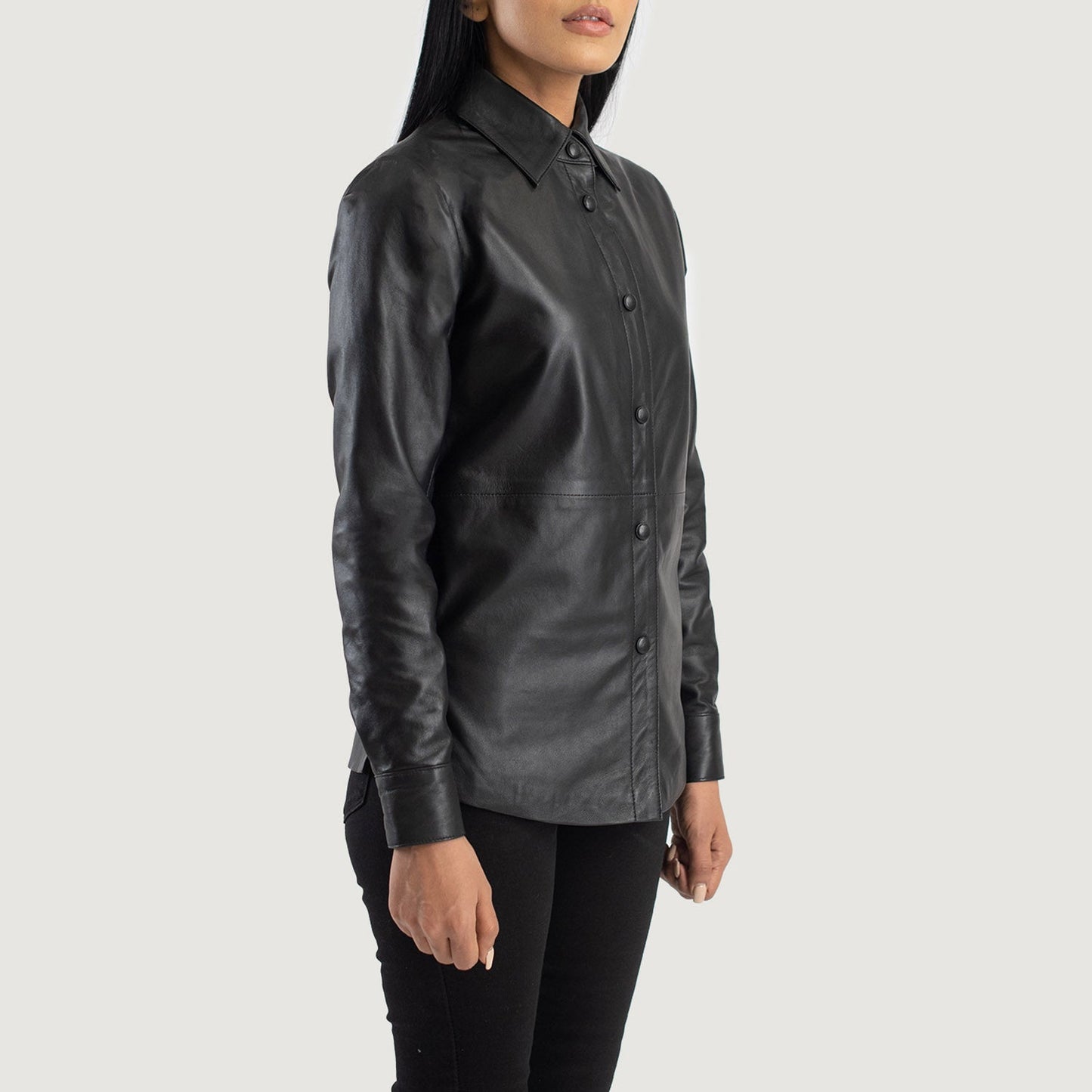Zenith Black Leather Shirt Jacket SH509