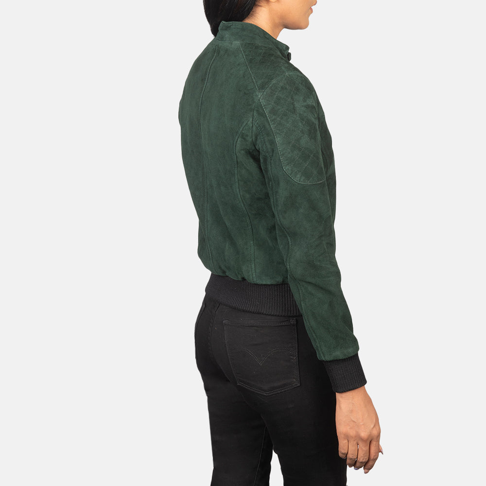 Zenna Green Suede Bomber Jacket SH505