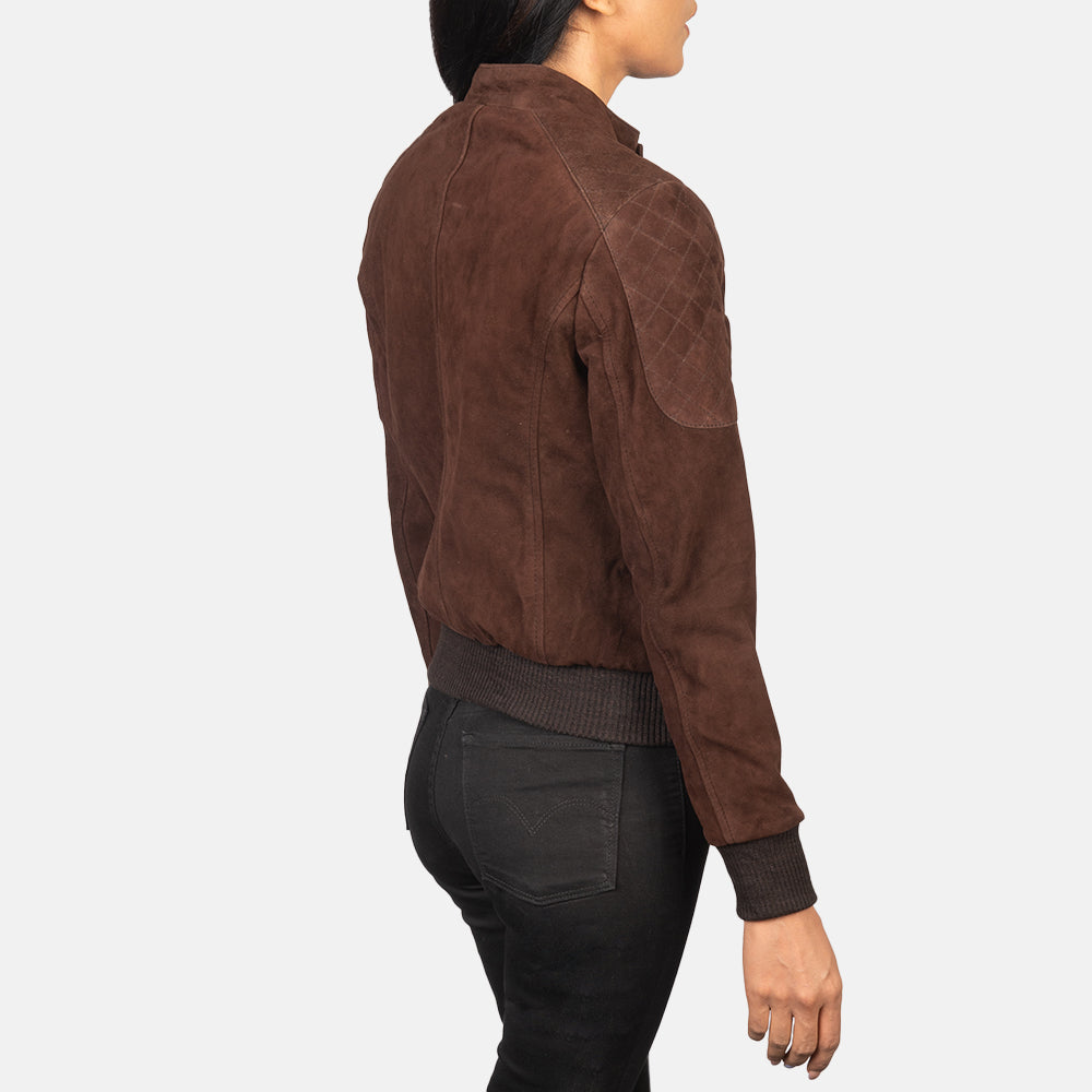 Zenna Mocha Suede Bomber Jacket SH504