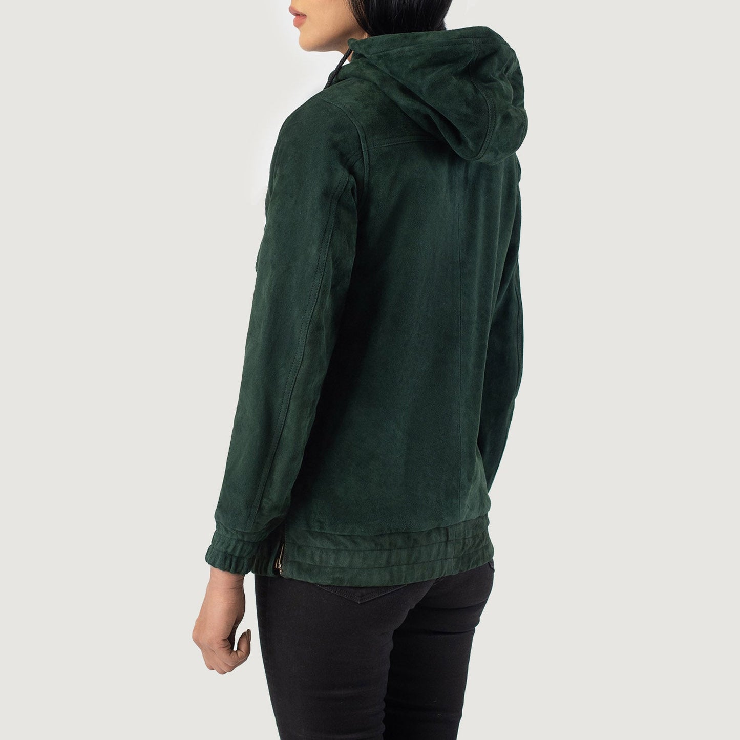 Zest Green Hooded Suede Pullover Jacket SH501